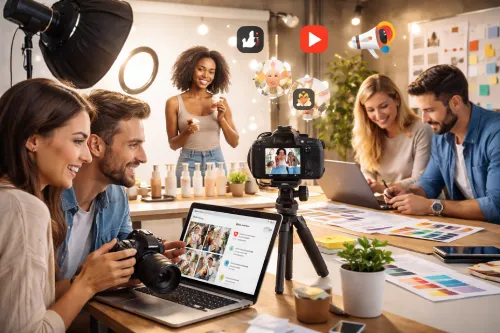 Creative team working on brand campaign